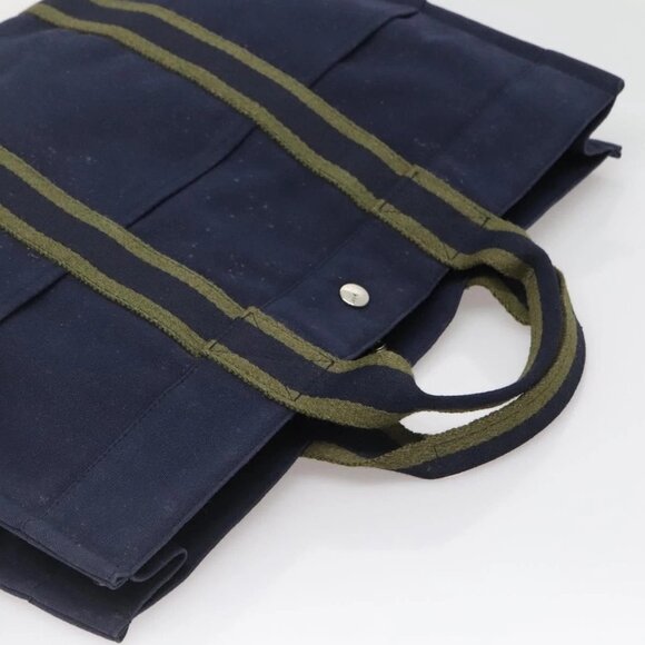 HERMES Fourre Tout MM Hand Bag Canvas Navy Auth - Picture 4 of 15